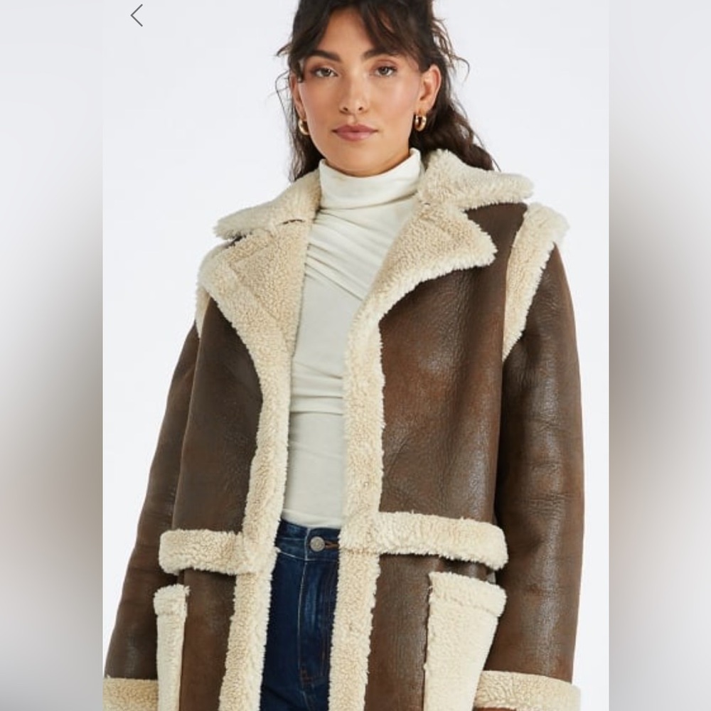 4 In 1 Shearling Faux Leather Long Coat
